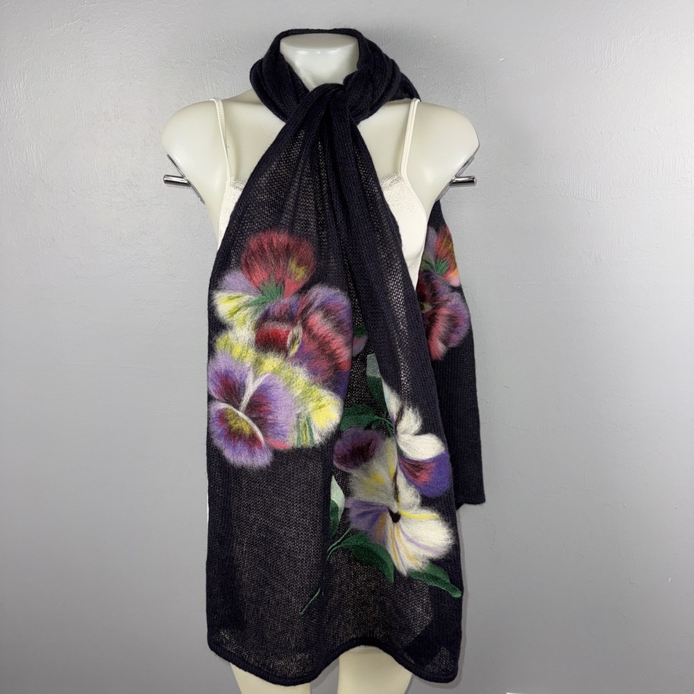 Troubadour Anthropologie Felted Bouquet Scarf Multiple Color 82x21.5"